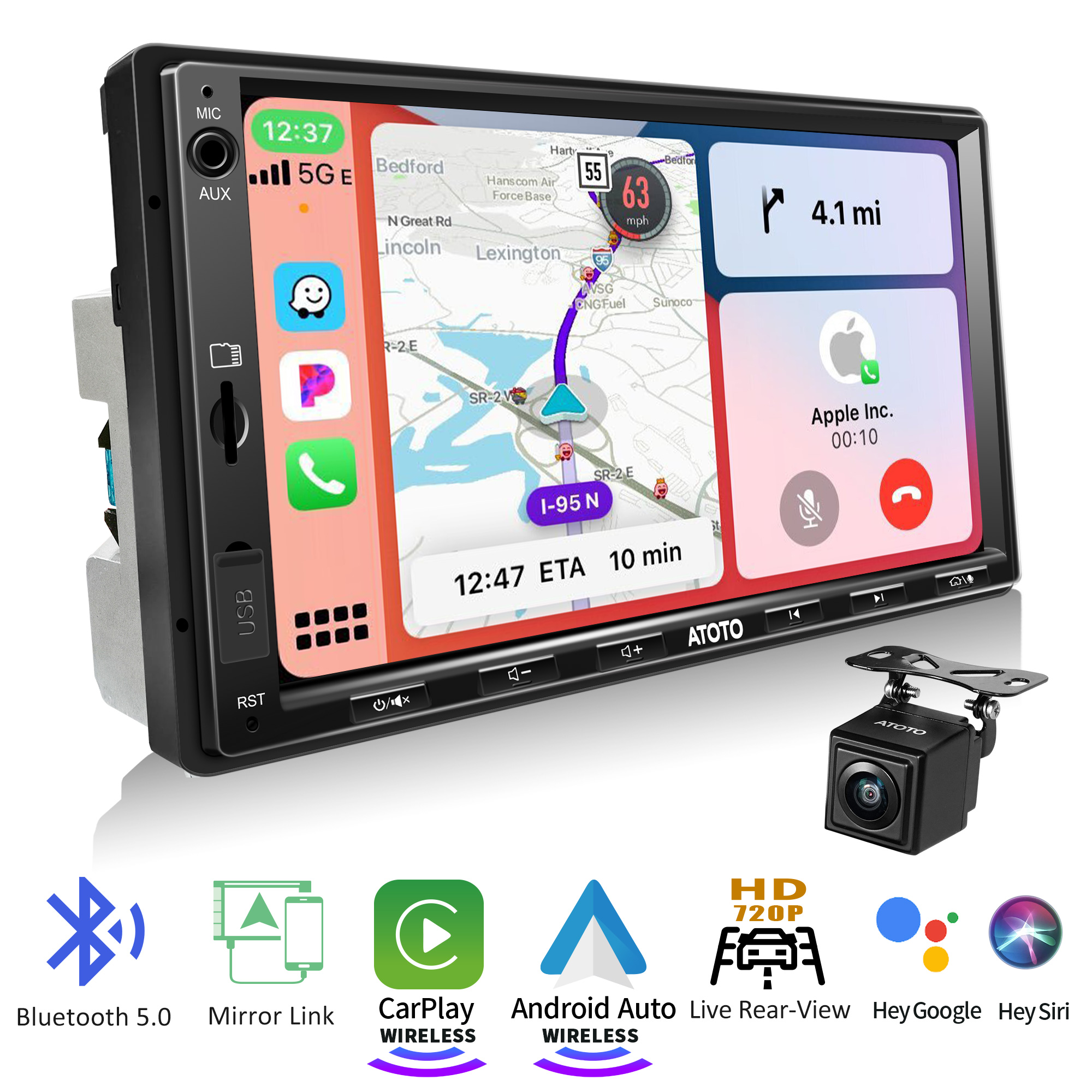 ATOTO F7WE Double Din Car Stereo with Bluetooth,Wireless Apple Carplay