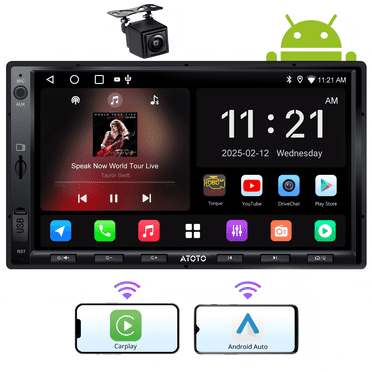 ATOTO 7 Inch Car Stereo with Backup Camera Double Din Car Stereo Wireless Apple Carplay & Android Auto (New Upgrade A5 Replaces Old Version F7WE)
