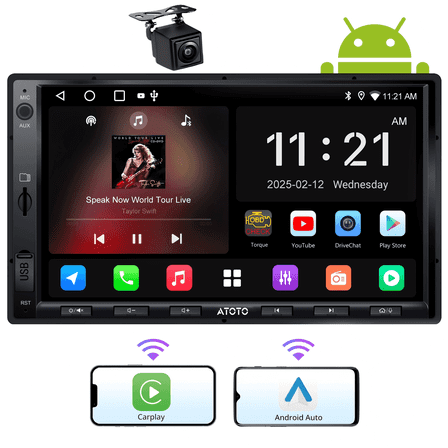 ATOTO 7 Inch Car Stereo with Backup Camera Double Din Car Stereo Wireless Apple Carplay & Android Auto AI Chat Stereo (New Upgrade A5 Replaces Old Version F7WE)