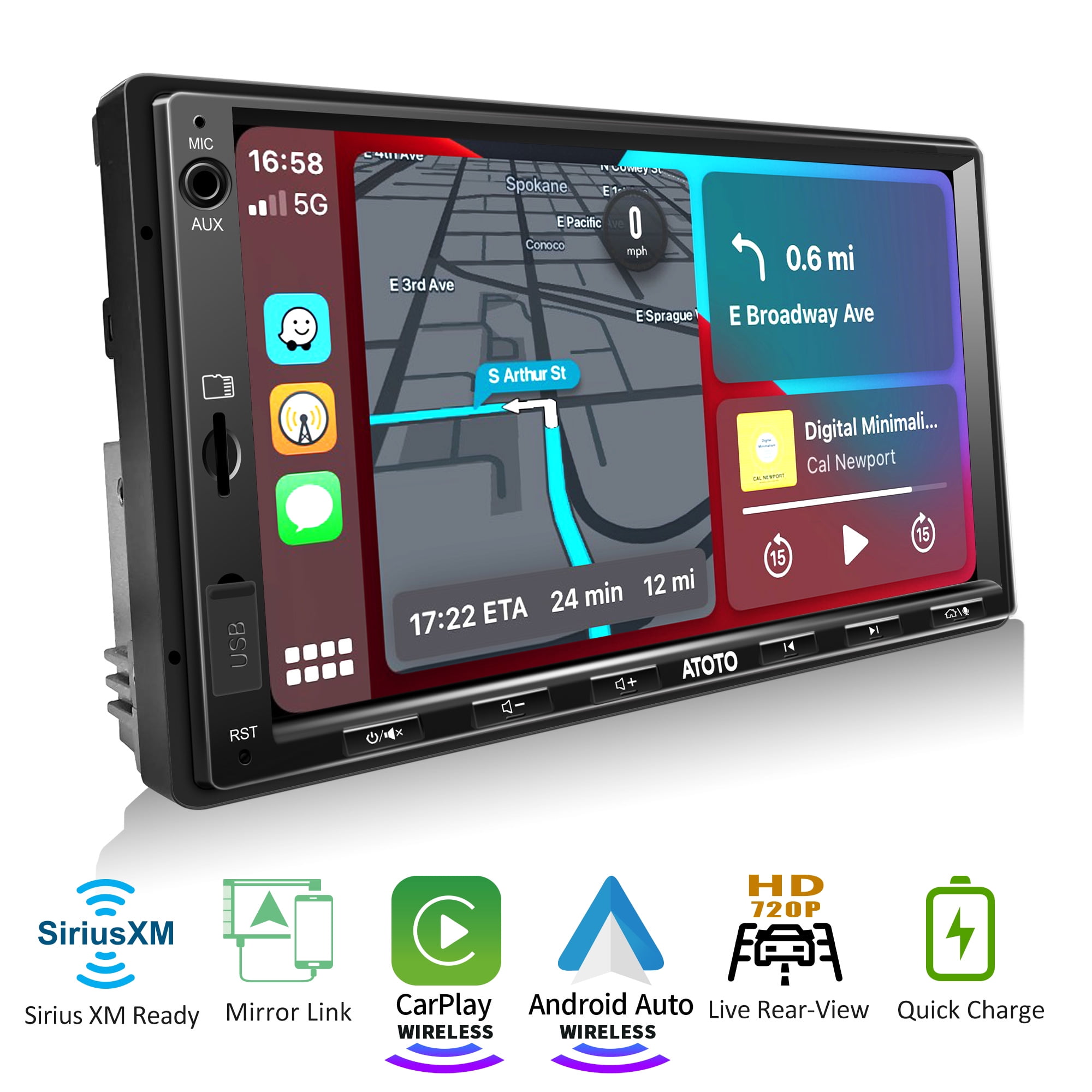 ATOTO F7 SE CarPlay & Android Auto Double Din Car Stereo , 7in IPS 
