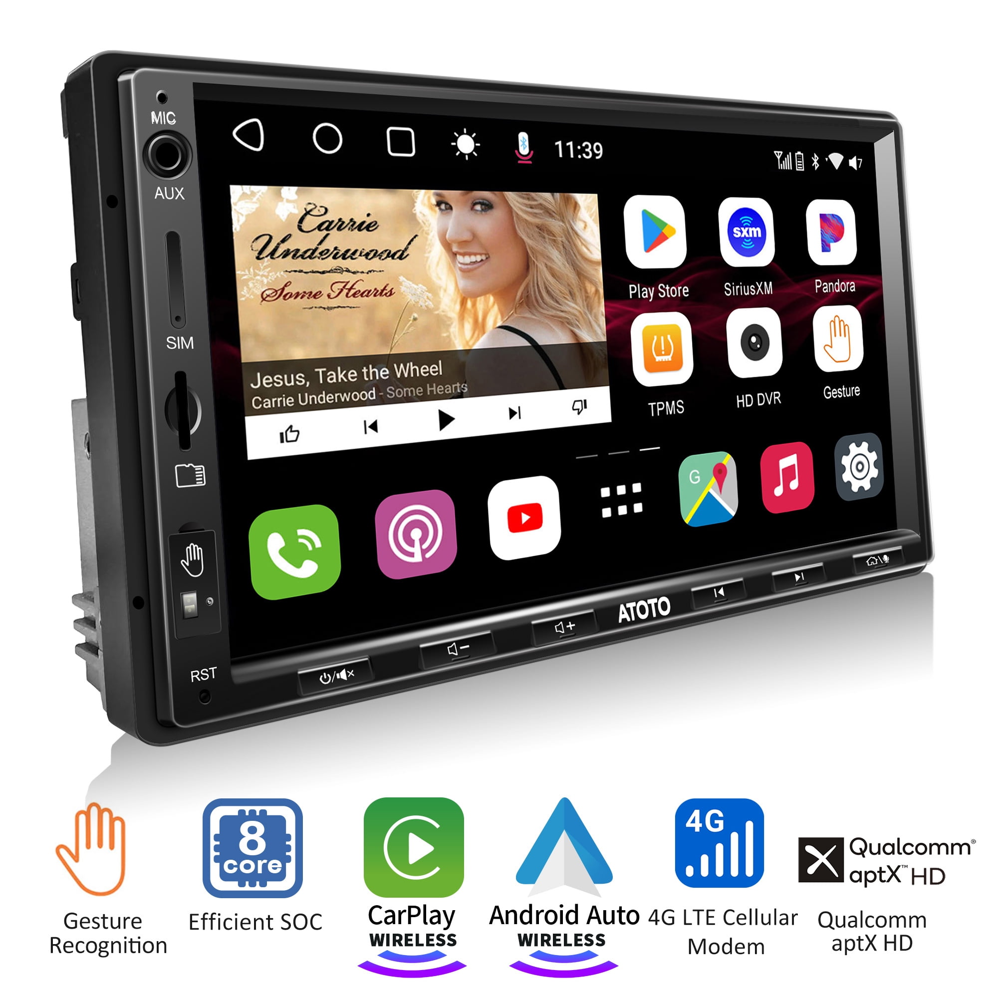 Double din car stereo 2024 with navigation and bluetooth