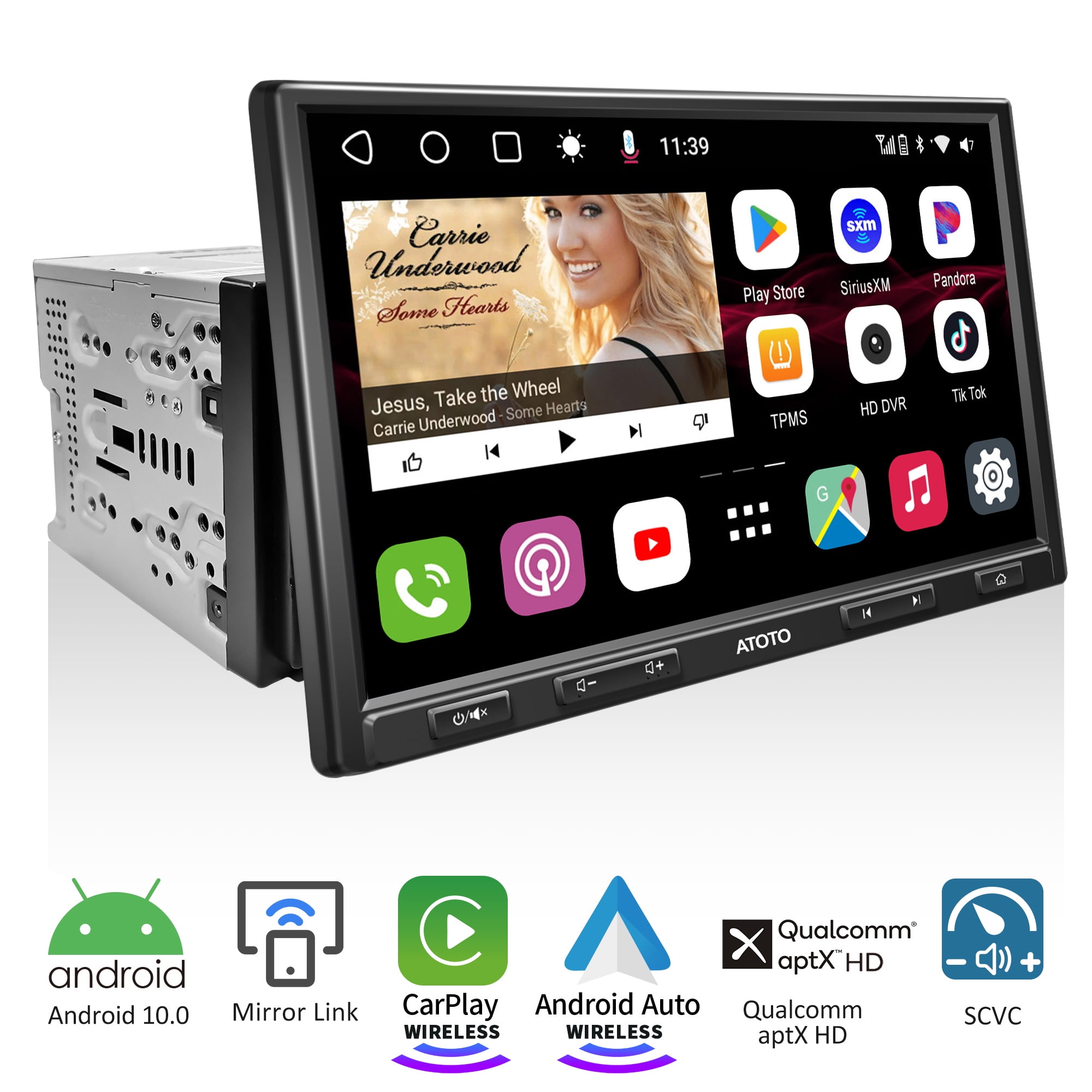 ATOTO S8 Pro 10inch QLED Double Din Android Car Stereo,Wireless  Carplay&Android Auto Car Radio with Built in 4G Cellular Modem,Split Screen  Display,USB Tethering 
