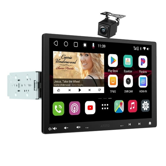 ATOTO 10.1in Single DIN& Double DIN Car Stereo with Back Up Camera Floating Screen Wireless CarPlay&Android Auto,4G LTE/Wi-Fi/BT/USB AI-Chat, SCVC,4G+32G
