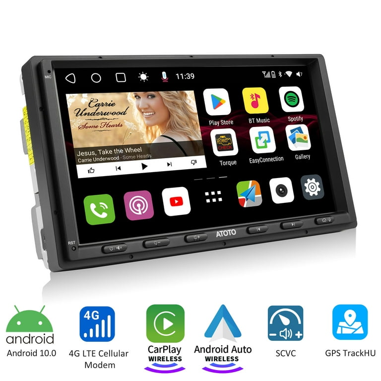 ATOTO S8MS 7inch Car Stereo Double Din Wireless Carplay&Wireless Android  Auto Radio with GPS Tracking Dual Bluetooth,Built in 4G LTE 4G+32G Split  Screen Live Rearview Input 
