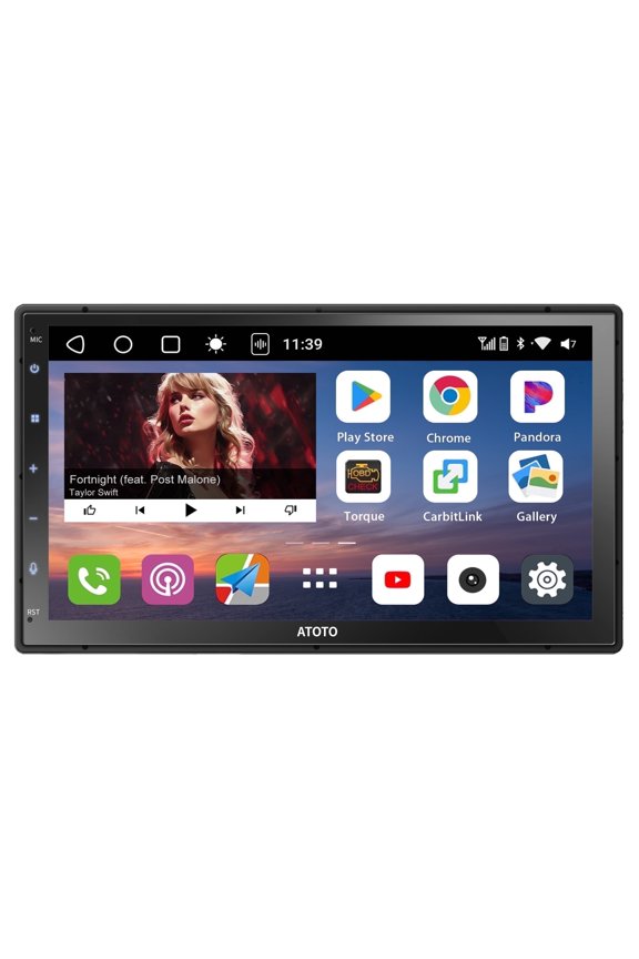 Double Din Car Stereo 7''QLED Touchscreen Car Audio Head Unit with Bluetooth,Wireless CarPlay & Wireless Android Auto with 4G SIM Slot