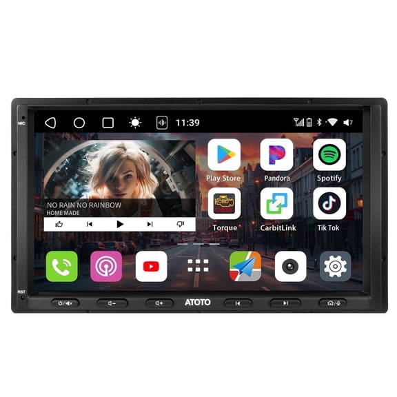 ATOTO S8 Android Double Din Car Stereo, Carplay/Android Auto Wireless Wired Car Radio 7 inch, 4G+32G GPS, AI Chat + Support 4G LTE SIM, QLED Screen,DSP System, GPS Navigation Head Unit (Push Buttom)