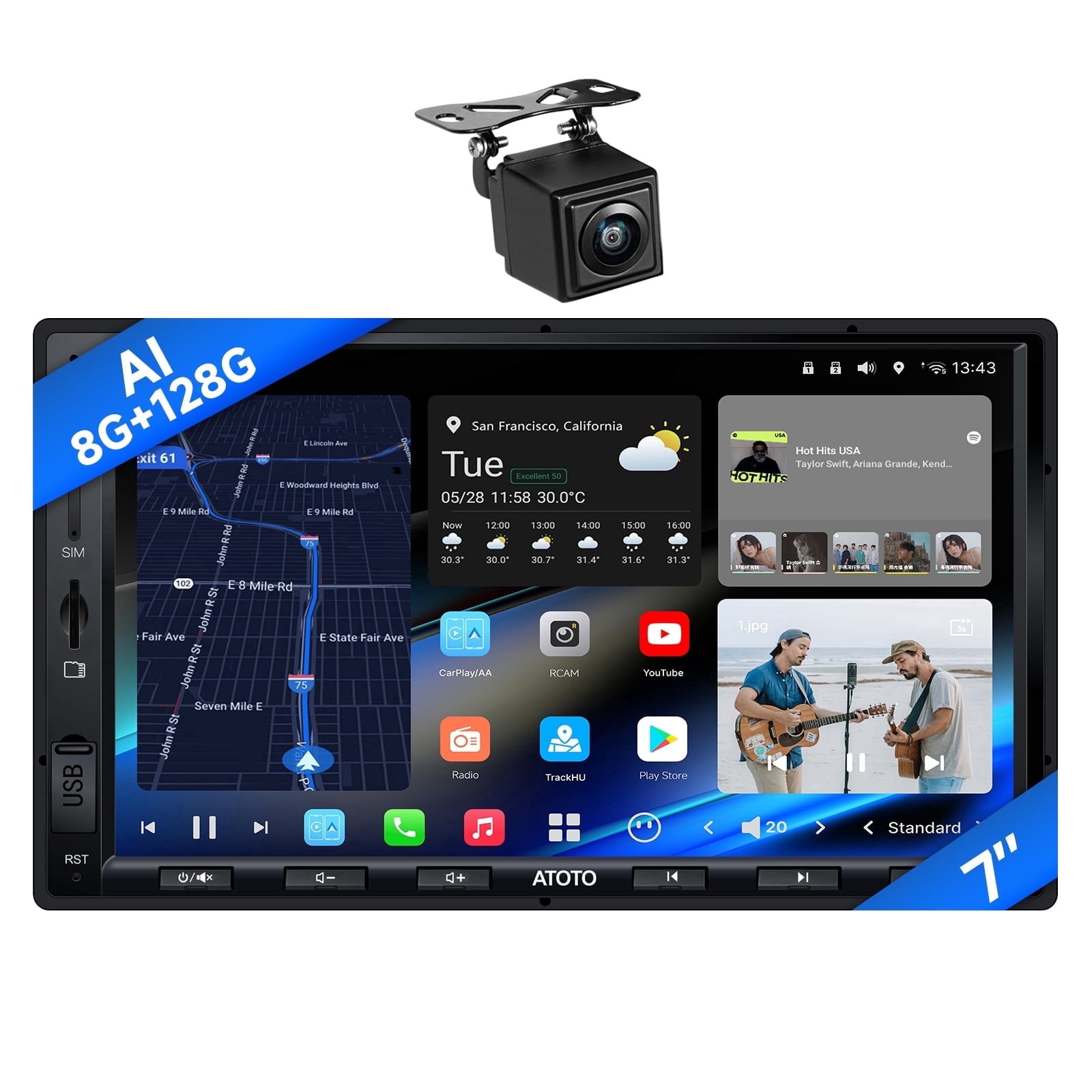 ATOTO X10 カーステレオ 本体とオプション多数 ATOTO Double Din Car Stereo With Backup Camera 7'' Car Audio 8G+