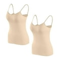thumbnail image 1 of ATOYSOY 2 Pack Everyday Bra for Women Padded Camisoles Slim Basic Tank Tops Spaghetti Strap Underwear Push Up Breathable Comfort Bra Yoga Running Activewear Sports Bra Beige L, 1 of 4