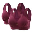 thumbnail image 1 of ATOYSOY 2 Pack Everyday Bra for Women Ruched Solid Color Underwear Push Up Bralette Workout Teens Breathable Comfort Bra Embroidered Wirefree Multi-color 42, 1 of 3