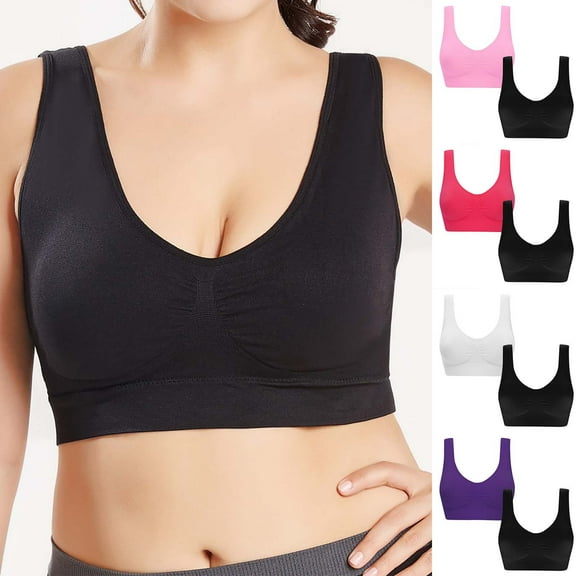 ATOYSOY 2 Pack Everyday Bra for Women Ruched Sports Bra Yoga Running Activewear Thin Lightly Solid Color Underwear Push Up Bralette Workout Breathable Comfort Bra