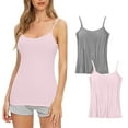 thumbnail image 1 of ATOYSOY 2 Pack Everyday Bra for Women Spaghetti Strap Padded Camisoles Slim Basic Tank Tops Cotton Pajamas Bralette Underwear Breathable Push Up Workout Comfort Bra, 1 of 3