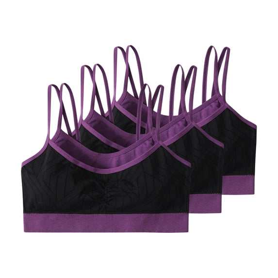 ATOYSOY 2 Pack Sports Bras for Women High Support Double Strap Wireless Camisole Bra Seamless Shockproof Workout Tank Tops with Built in Bras Solid Color Casual Bralettes