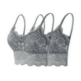 thumbnail image 1 of ATOYSOY 2PC Fashion Woman's Lace Bras Solid Strap Wrap Hollow Out Bras Underwear Comfy Padded Cami Underwear (Gray,L), 1 of 1