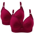 thumbnail image 1 of ATOYSOY 2Pc Plus Size Everyday Bra Push Up Underwear Ruched Wirefree Workout Breathable Support Full Coverage Bra Bralette Comfy Bra Girls Teens Red S, 1 of 4