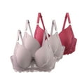 thumbnail image 1 of ATOYSOY 3 Pac Bras for Women Solid Lace Bras Comfortable Push Up Bralette Everyday Bra Underwear (Wine,100C), 1 of 6