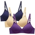 thumbnail image 1 of ATOYSOY 3 Pack Everyday Bra Solid Color Bow Workout Push Up Bralette Underwear Teens Breathable Comfort Bra Wireless Small Cup XL, 1 of 6