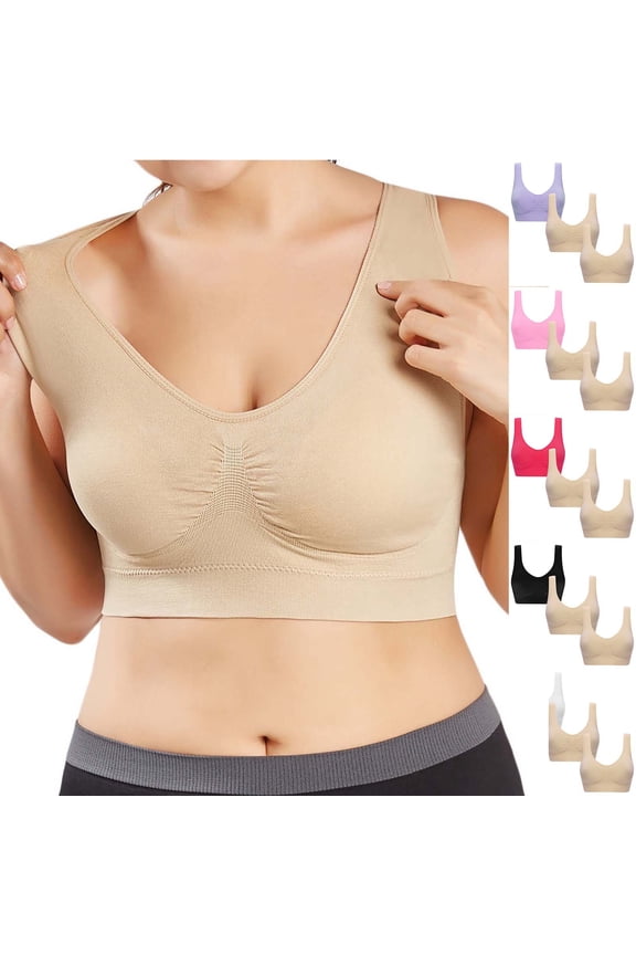 3 Pack Everyday Bra for Women Ruched Sports Bra Yoga Running Activewear Thin Lightly Breathable Push Up Comfort Bra Solid Color Underwear Bralette Workout