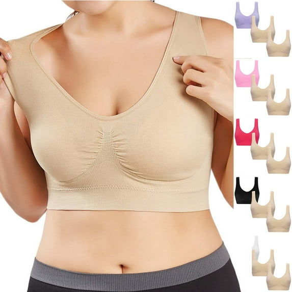 ATOYSOY 3 Pack Everyday Bra for Women Ruched Sports Bra Yoga Running Activewear Thin Lightly Breathable Push Up Comfort Bra Solid Color Underwear Bralette Workout