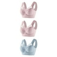 thumbnail image 1 of ATOYSOY 3 Pack Everyday Bra for Women Sports Bra Lace Splicing Thin Lightly Bralette Solid Color Underwear Breathable Comfort Bra Push Up Workout Wirefree, 1 of 2