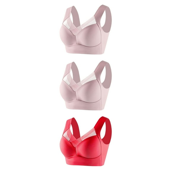 ATOYSOY 3 Pack Everyday Bra for Women Sports Bra Lace Splicing Thin Lightly Bralette Solid Color Underwear Breathable Comfort Bra Push Up Workout Wirefree
