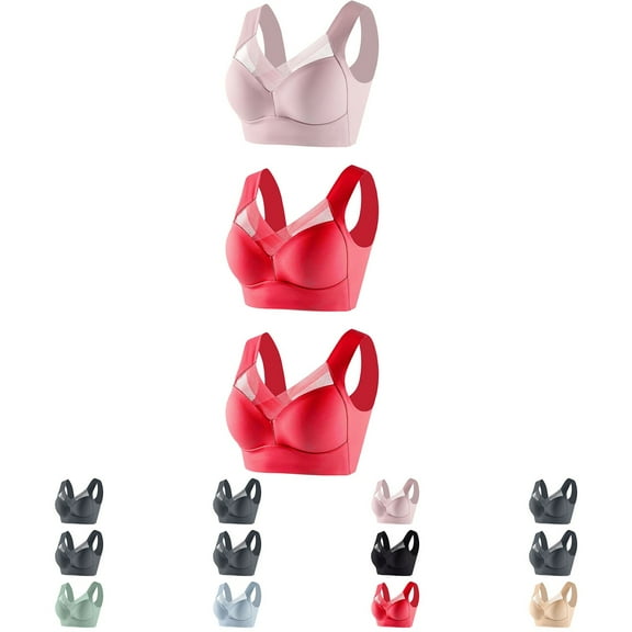 ATOYSOY 3 Pack Everyday Bra for Women Sports Bra Lace Splicing Thin Lightly Workout Push Up Bralette Comfort Bra Solid Color Underwear Breathable Wirefree
