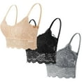thumbnail image 1 of ATOYSOY 3 Pack Lace Bralette for Women Fashion Lace Camisole Bralette Top with Thin Shoulder Straps Floral Bandeau Bra Crop Top (Khaki,M), 1 of 1