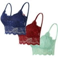 thumbnail image 1 of ATOYSOY 3 Pack Lace Bralette for Women Fashion Lace Camisole Bralette Top with Thin Shoulder Straps Floral Bandeau Bra Crop Top (Navy,XL), 1 of 1
