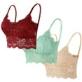 thumbnail image 1 of ATOYSOY 3 Pack Lace Bralette for Women Fashion Lace Camisole Bralette Top with Thin Shoulder Straps Floral Bandeau Bra Crop Top (Wine,L), 1 of 7
