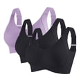 thumbnail image 1 of ATOYSOY 3PC Womens Bras Wireless No Underwire Push Up Bra Seamless Ribbed Solid Adjustable Straps Everyday Bra (Black,3XL), 1 of 8