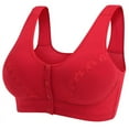 thumbnail image 1 of ATOYSOY 3Pc Plus Size Everyday Bra Wireless Lightly Breathable Push Up Underwear Smoothing Comfort Bra Lace Front Closure Button Workout Support Full Coverage Bra Clearance Red, 1 of 3