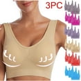 thumbnail image 1 of ATOYSOY 3Pc Sports Everyday Bra Breathable Push Up Underwear Wireless Seamless Padded Tank Tops Camisoles Workout Running Gym Yoga Girls Teens Smoothing Comfy Bra Beige, 1 of 9