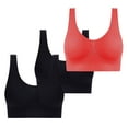 thumbnail image 1 of ATOYSOY 3Pc Sports Everyday Bra Breathable Push Up Underwear Wireless Seamless Padded Tank Tops Camisoles Workout Running Gym Yoga Girls Teens Smoothing Comfy Bra Red, 1 of 7