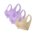 thumbnail image 1 of ATOYSOY 3Pc Sports Everyday Bra Solid Color Breathable Push Up Underwear Wireless Seamless Mesh Splicing Workout Running Gym Yoga Girls Teens Smoothing Comfy Bra Yellow, 1 of 2