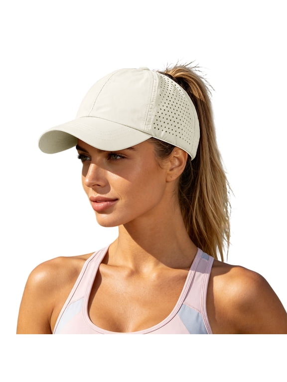 Baseball Hats For Women Side Perforated Mesh Ponytail Cutout Womens Hats Running Hat Sun Hats For Women Solid Color Jogging Beach Womens Caps