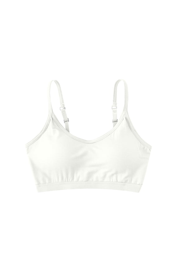 Bralettes for Women Straps Bralette Padded Seamless Workout Bralette Everyday Basic Bra Comfy Cami Underwear (White,M)