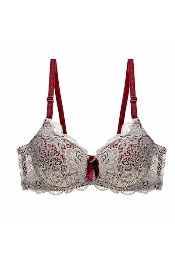 Bras For Women Colorful Lace Push Up Bra Comfortable Underwire Bra With Bow Detail Solid Color For Special Occasion Dating And Parties