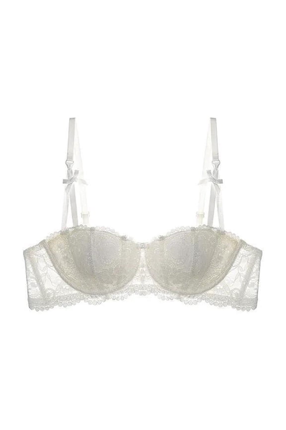 Bras For Women Lace Half Cup Bra Comfortable Underwire Bra With Bow Detail Solid Color For Dating Nights Parties And Romantic Occasion