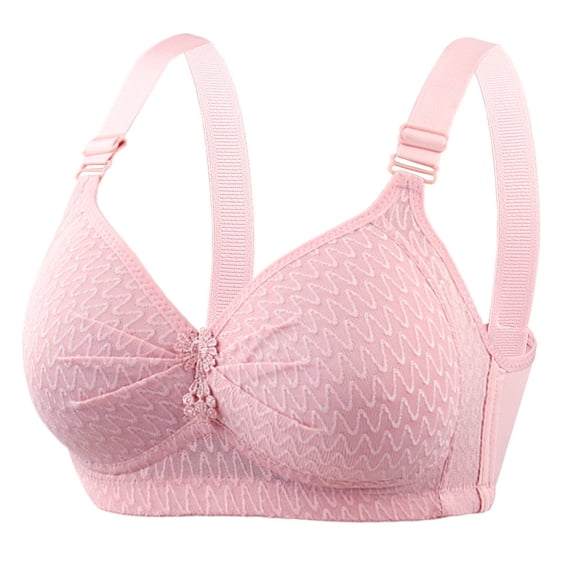 ATOYSOY Bras for Older Women Soft Breathable Adjustable Strap Full Coverage Gathering Bra Comfortable No Underwire Wireless Bralettes Ladies Everyday (Pink,XXXL)