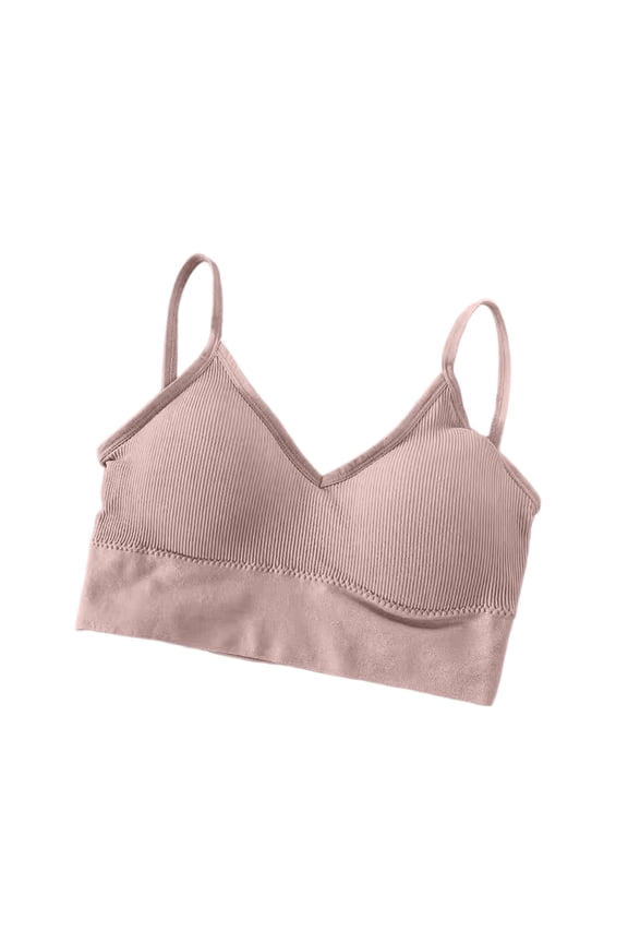 Bras for Older Women Soft Comfortable Built in Bra Ribbed Athletic Tank Tops Casual Backless Bralettes Breathable Ladies for Style and Support (Pink,Free Size)