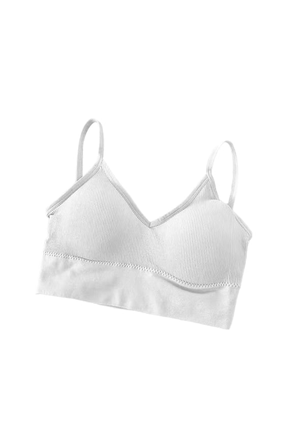 Bras for Older Women Soft Comfortable Built in Bra Ribbed Athletic Tank Tops Casual Backless Bralettes Breathable Ladies for Style and Support (White,Free Size)