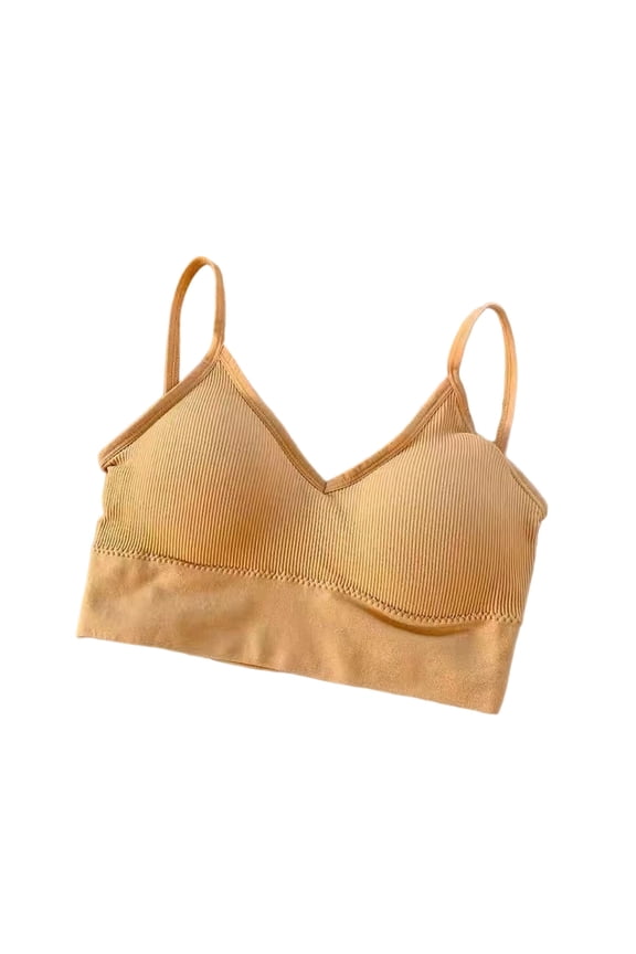 Bras for Older Women Soft Comfortable Built in Bra Ribbed Athletic Tank Tops Casual Backless Bralettes Breathable Ladies for Style and Support (Yellow,Free Size)