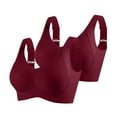 thumbnail image 1 of ATOYSOY Bras for Women 2 PC No Underwire Push Up Sports Bras Seamless Comfortable Bralettes Wireless Underwear (a_Red,4XL), 1 of 5