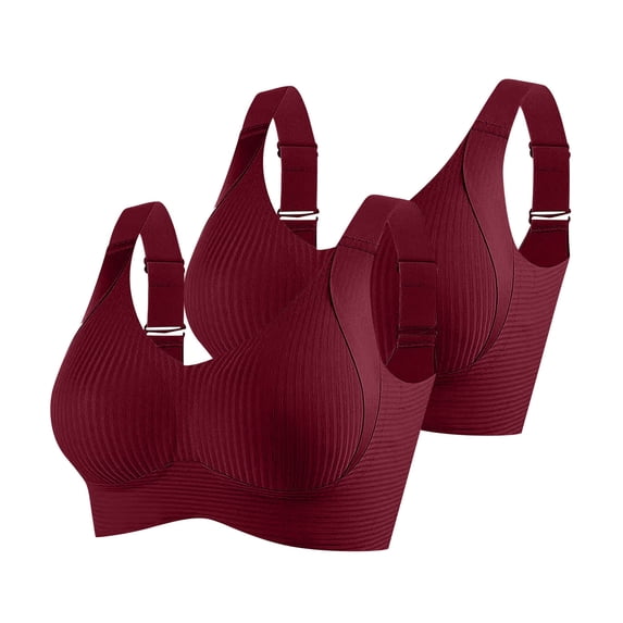 ATOYSOY Bras for Women 2 PC No Underwire Push Up Sports Bras Seamless Comfortable Bralettes Wireless Underwear (a_Red,4XL)