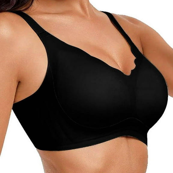 ATOYSOY Bras for Women Solid Color Underwear Fashion Comfortable Bra Soft Breathable Thin Sagging Everyday Bras (Black,M)