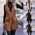 thumbnail image 1 of ATOYSOY Casual Leather Loose Dress Jackets for Women Sleeveless Vest Solid Color Coat Lapel Open Front Cardigan Fall Winter Trendy Outwear Beige L, 1 of 6
