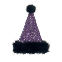 ATOYSOY Christmas Hat for Women Sequin Santa Hats Comfy Holiday Santa Hat Velvet Double Layer Fashion Hats (Purple,Free Size)