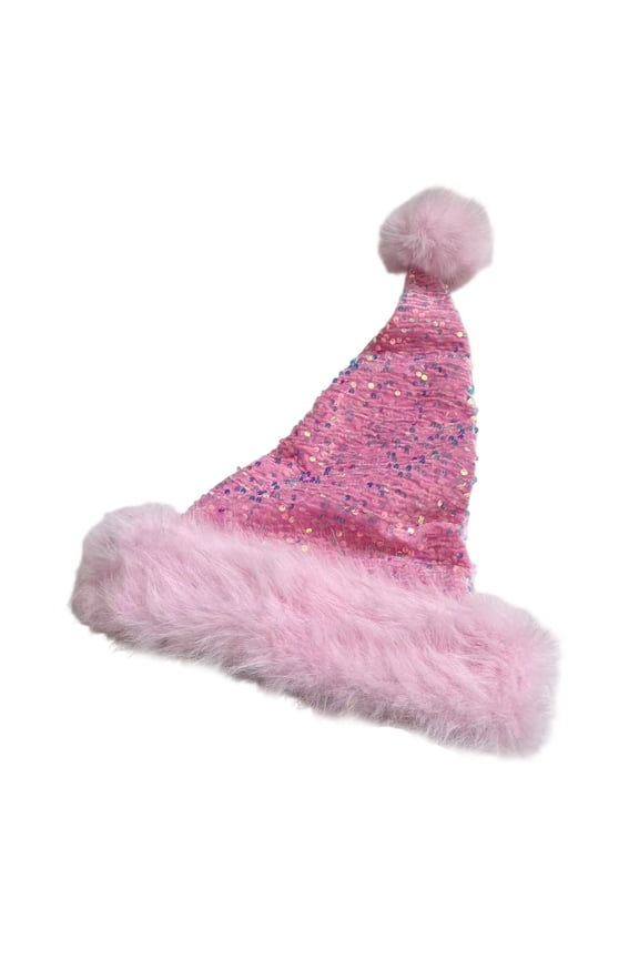 Christmas Santa Hat Xmas Holiday Hat Adults Unisex Comfy Hats for Christmas Party Supplies (Pink,Free Size)