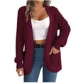 thumbnail image 1 of ATOYSOY Knitted Tops Cardigans Casual Sweaters Coat Open Front Shackets Winter Trendy Loose Jackets with Pockets for Women Long Sleeve Outwear Lightweigt Workout Red M, 1 of 7