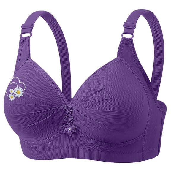 ATOYSOY Comfortable Wireless Everyday Bras for Women Push Up Sport Bras Fashion Straps Soft Comfy Bralettes Underwear (Purple,48)