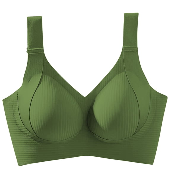 ATOYSOY Comfortable Wireless Everyday Bras for Women Ribbed Push Up Breathable Seamless Bra Bralette Everyday Underwear (Green,3XL)